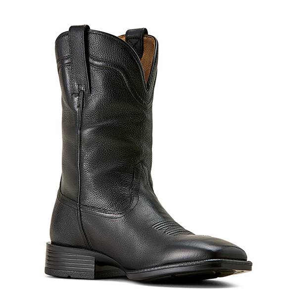 Men's Alden Wide Square Toe Cowboy Boots in Eclipse Black Full-Grain Leather, Size: 8.5 D / Medium by Ariat
