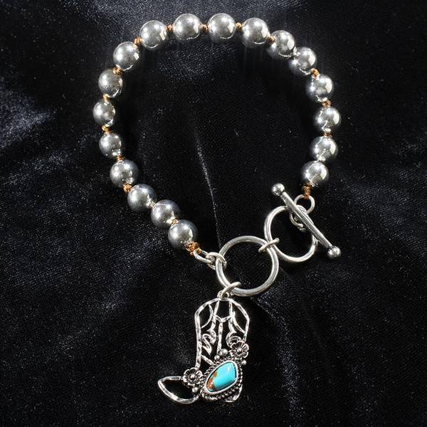 Photo of Women's Cowboy Boot Bracelet w/Turquoise Gem