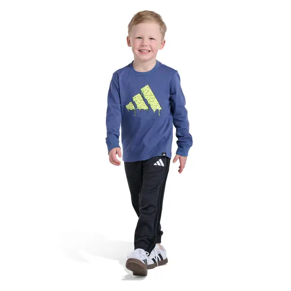 Adidas Boys' 3-Stripe Black Heather Training Fleece Pant