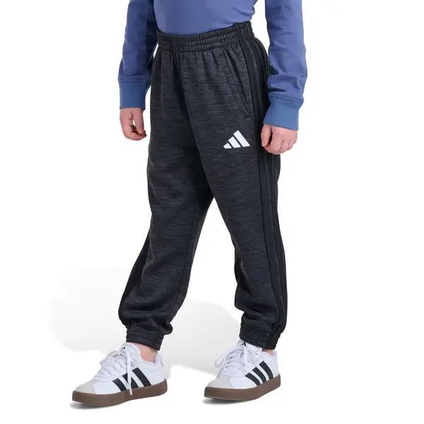 Adidas Boys' 3-Stripe Black Heather Training Fleece Pant, Black