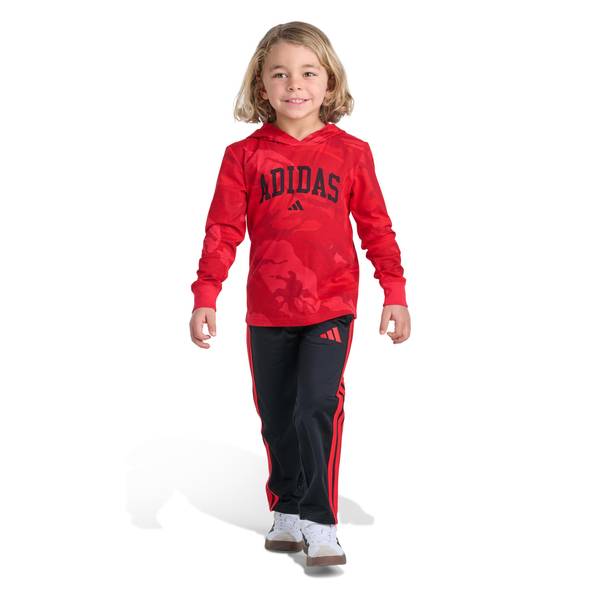 Photo of Boys' 2-Piece Long Sleeve Red Camo Hooded Tee and Pant Set
