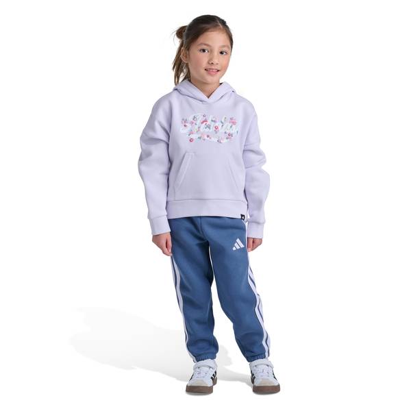 Photo of Girls' 2-Piece Purple Floral Long Sleeve Graphic Hoodie and Jogger Pant Set