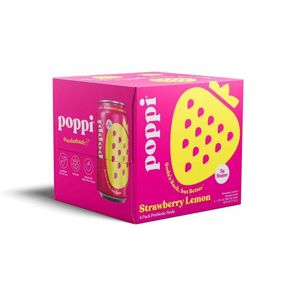 Photo of 4 Pack Strawberry Lemon Prebiotic Soda