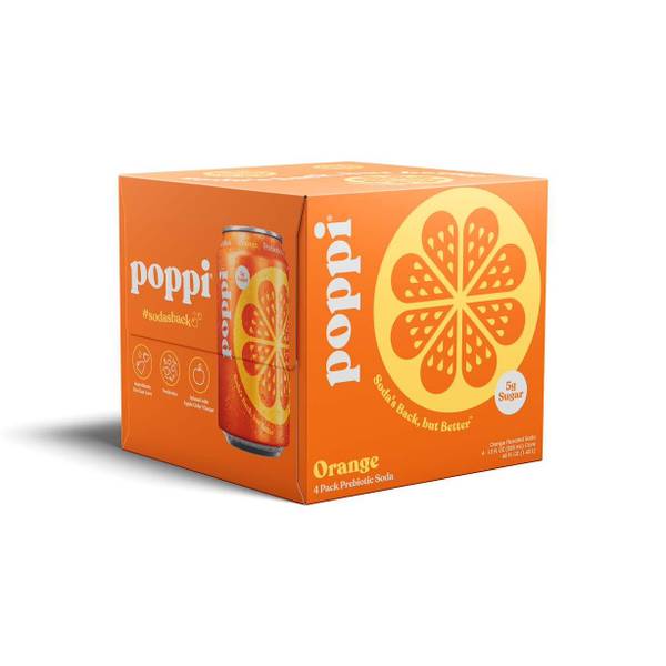 Poppi 4-Pack Orange Prebiotic Soda