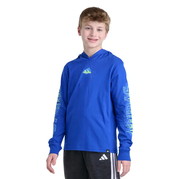 Adidas Youth Boys' Royal Blue Energy Logo Long Sleeve Hooded Tee