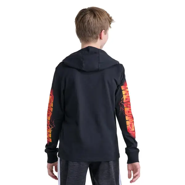 Adidas Youth Boys' Black with Red Energy Logo Long Sleeve Hooded
