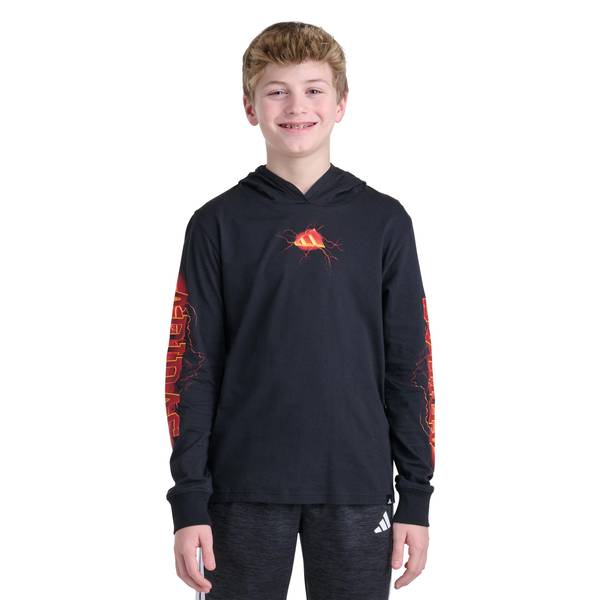 Photo of Youth Boys' Black with Red Energy Logo Long Sleeve Hooded Tee