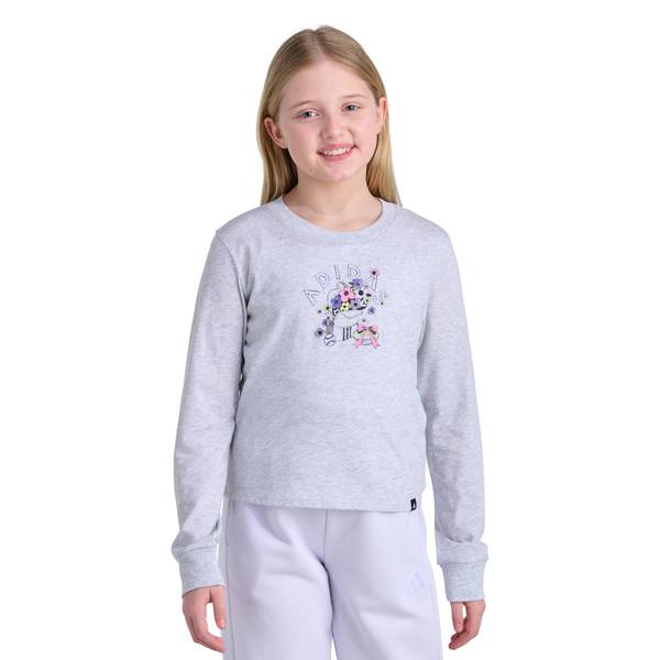 Photo of Girls' Floral Dog and Sports Long Sleeve Crewneck Tee