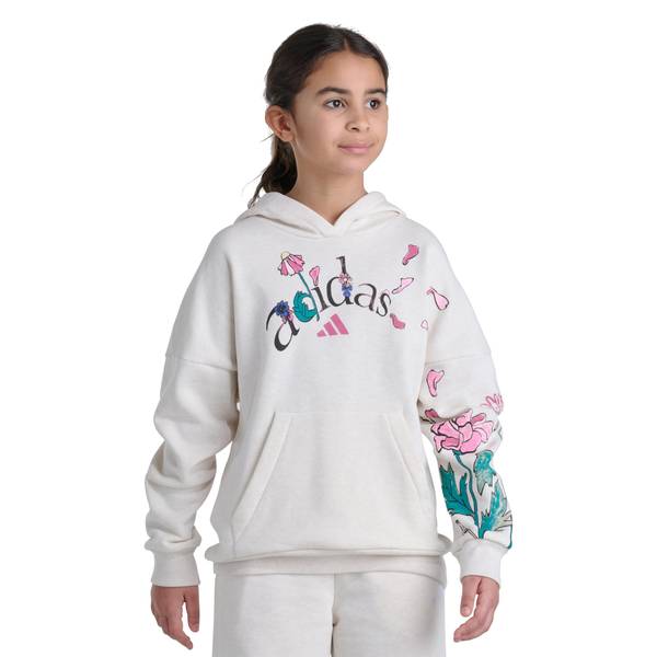 Photo of Girls' Long Sleeve Floral Garden Graphic Fleece Hoodie