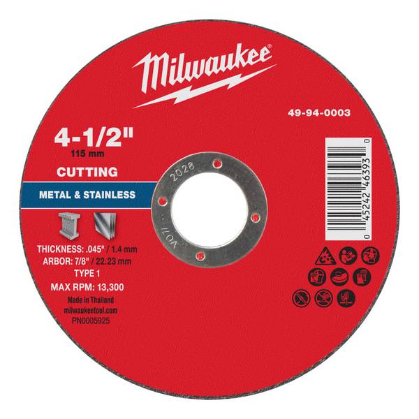 Photo of 4-1/2" x .045" x 7/8" Metal Cut Off Wheel -Type 1
