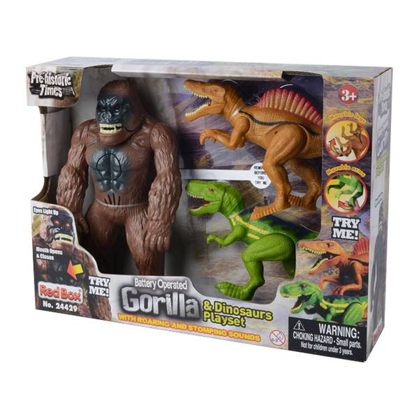 ランベオサウルス＆ディメトロドン他（ブリーランド他）PVCフィギュア５体セット Red Box Gorilla & Dinosaurs Playset - 24429 | Blain's Farm & Fleet