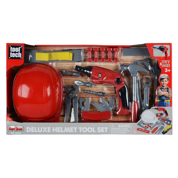 Red Box Tool Tech Motorized Bendable Screwdriver with Led Light Helmet Tool Set, Ages 3+ - Open Miscellaneous