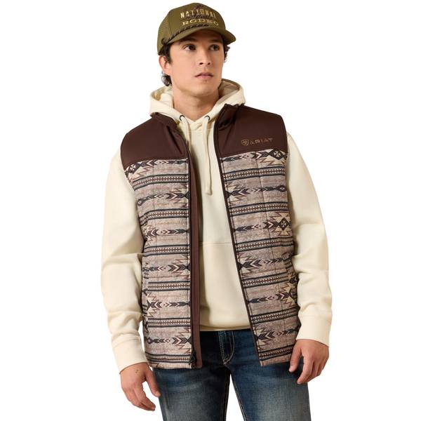 Men's Crius Insulated Vest in Tonal Southwest Silver Mink Heather Polyester, Size: Medium by Ariat