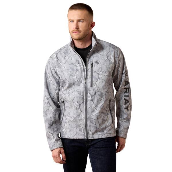 ARIAT Men's Logo Gray Camo Print Softshell Jacket