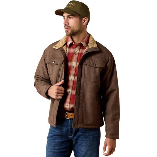 Men's Vernon Sherpa 2.0 Jacket in Wren Faux Leather Print, Size: Small by Ariat