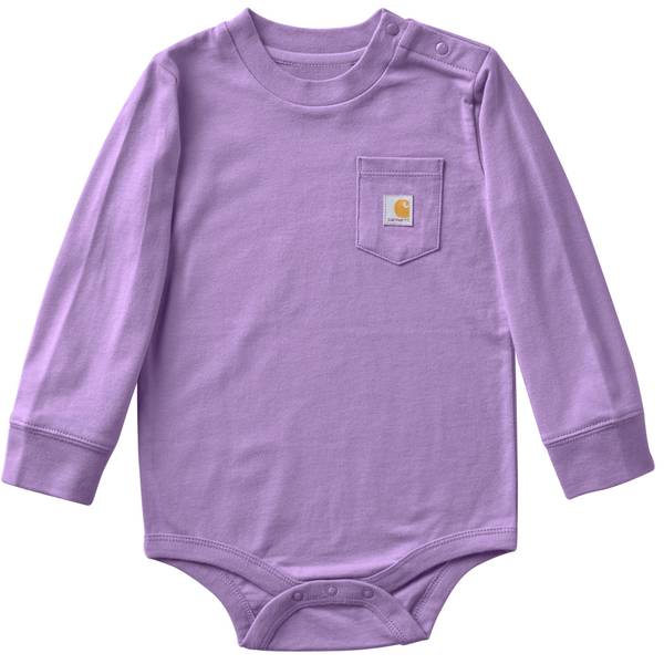 Carhartt Boy's Cotton Kids' Long Sleeve Pocket Bodysuit (Baby) | Bold Purple | 24M Ai