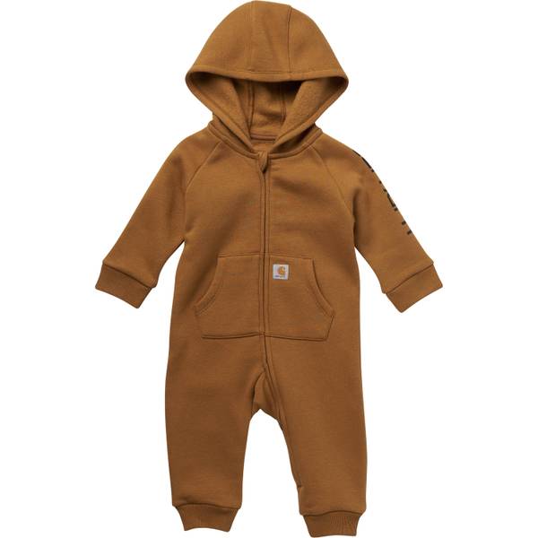 Carhartt Male Boys' Long Sleeve Zip-Front Hooded Fleece Coverall (Baby) | Brown | 24M Ai