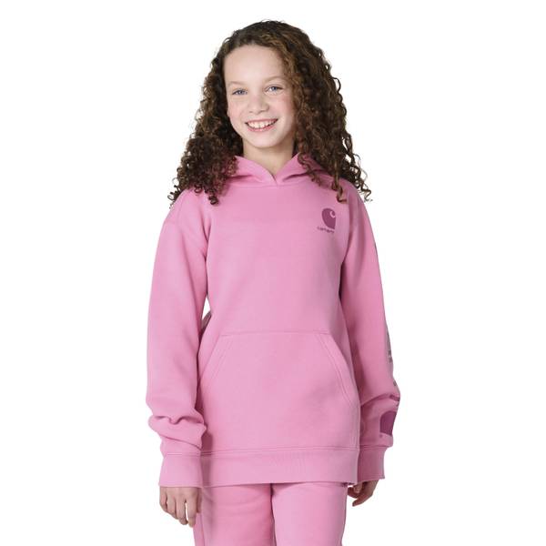 Carhartt Girls' Long Sleeve Hooded Logo Sweatshirt