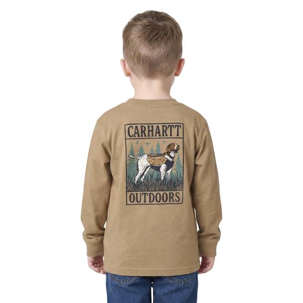 Carhartt Boy's Cotton Boys' Long Sleeve Duck Camo Dog Pocket T-Shirt (ToddlerChildYouth) | Sandstone | 7 Bm