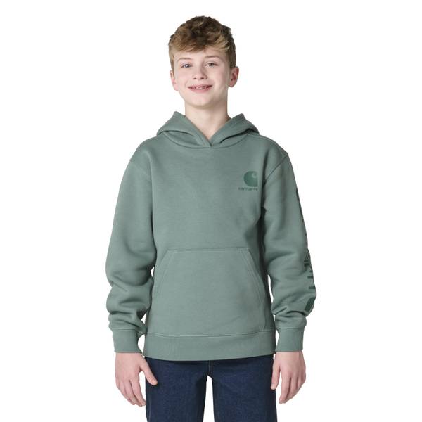 Carhartt Boy's Boys' Long Sleeve Graphic Logo Sweatshirt (ChildYouth) | Vintage Green | 7 Bm