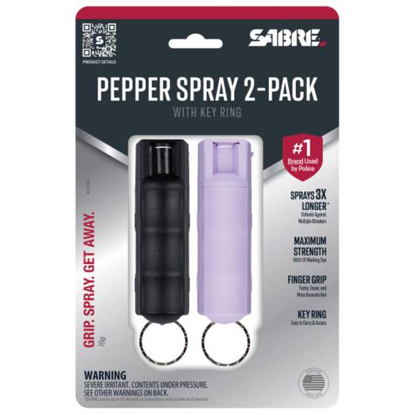 Photo of Pepper Spray with Key Ring, Black and Lavender, 2-Pack