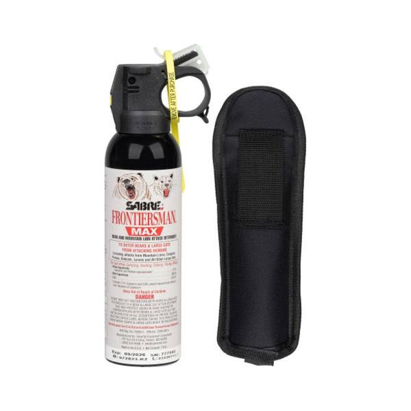 Camping World SABRE Frontiersman Max Bear Spray and Mountain Lion Spray with Belt Holster, 7.9 oz in Brown