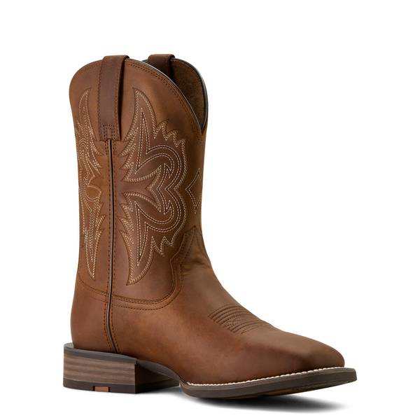Men's Western Big Rig Wide Square Toe Cowboy Boots in Distressed Brown Full-Grain Leather, Size: 17 EE by Ariat