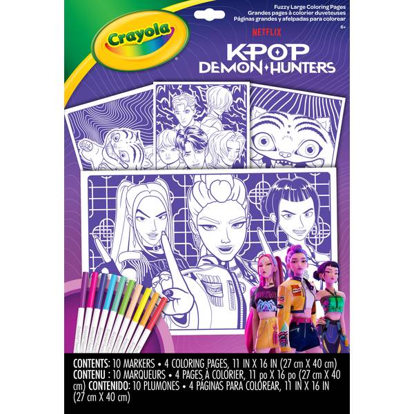 Crayola® KPop Demon Hunters Large Fuzzy Coloring Page Set in Purple | 11" x 16"