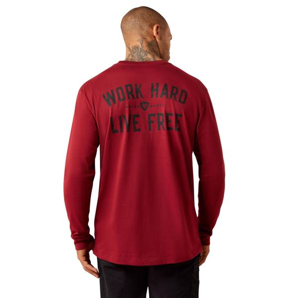 Photo of Men's Rebar Cotton Strong Work Hard Live Free Long Sleeve T-Shirt