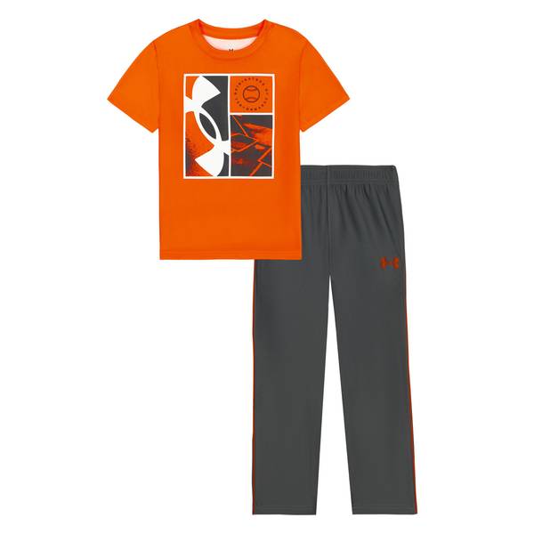 Photo of Boy's Logo Sports Short Sleeve T-Shirt and Fleece Pant Set