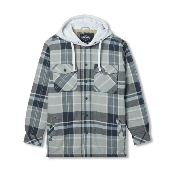 Work N' Sport Men's Hooded Berber Lined Snap Flannel Shirt Jacket