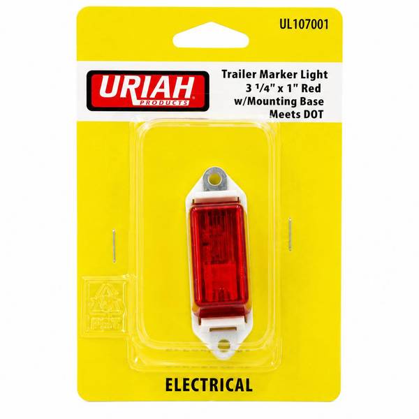 Uriah Products Trailer Marker Light 3 1/4"x1" Red w/Mounting Base
