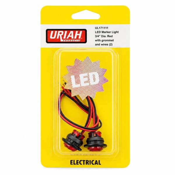 Uriah Products 2 Pack 3/4" LED Red Marker Light with Grommet & Wire Kit