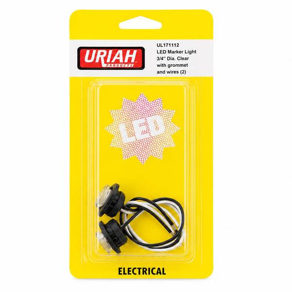 Uriah Products 2 Pack 3/4" Diameter LED Clear Marker Light with Grommet and Wire Kit