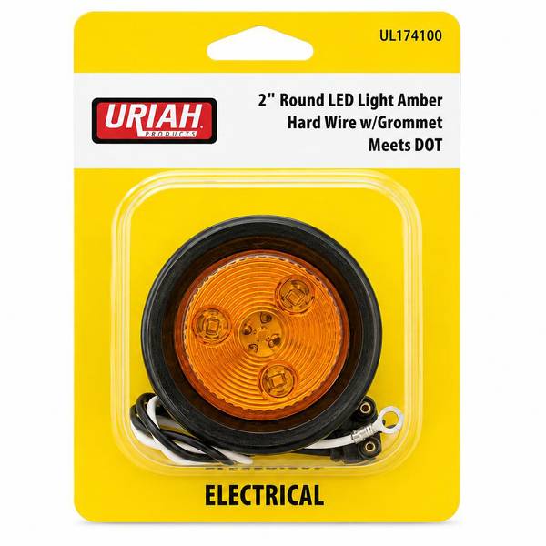 Uriah Products 2" Round LED Amber Hard Wire w/Grommet Marker Light Kit