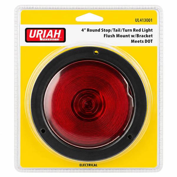 Uriah Products 4" Round Stop/Tail/Turn Red Light Red Flush Mount with Bracket Kit