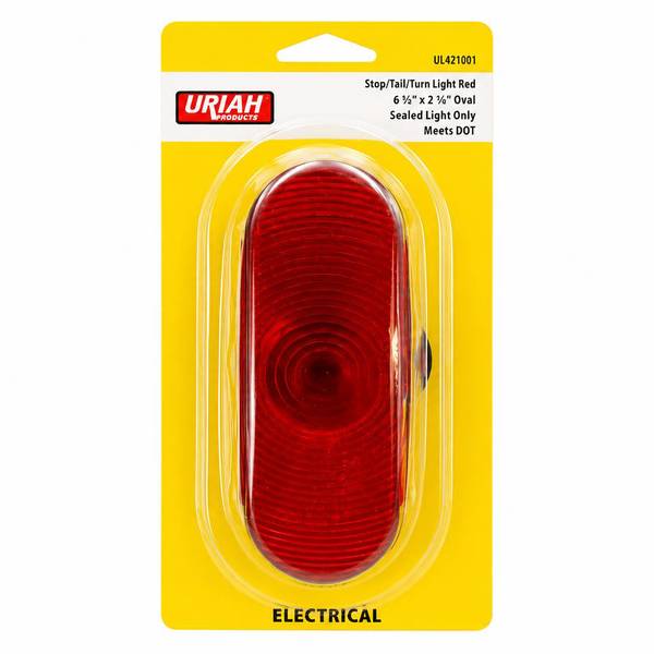 Uriah Products 6 1/2" x 2 1/2" Stop/Tail/ Turn Red Oval Sealed Incandescent Light Only