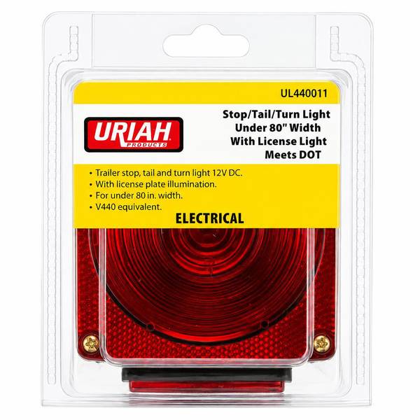 Uriah Products Trailer Light Red 4 1/2 Square with License Light
