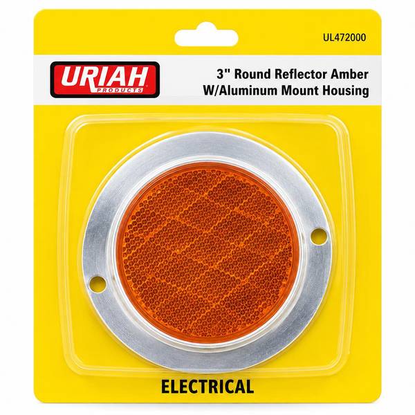 Uriah Products Reflector 3inch Amber Reflector Aluminum Mount