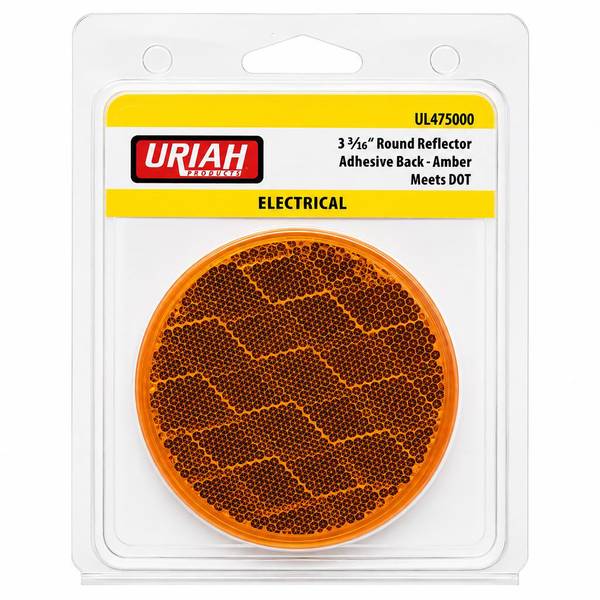 Uriah Products Reflector Adhesive Back Amber 3 3/16 inch Diameter