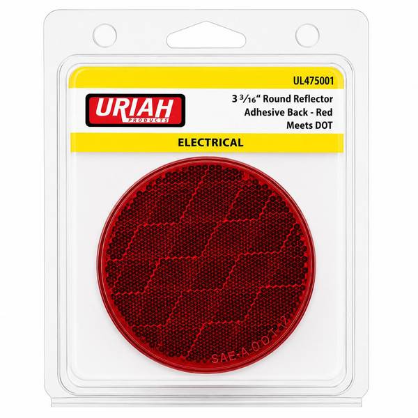 Uriah Products Reflector Adhesive Back 3 3/16 Diameter Red