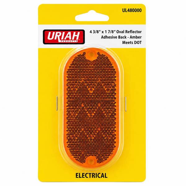 Uriah Products Trailer Reflector Amber Oval 4 3/8' x 1 7/8'