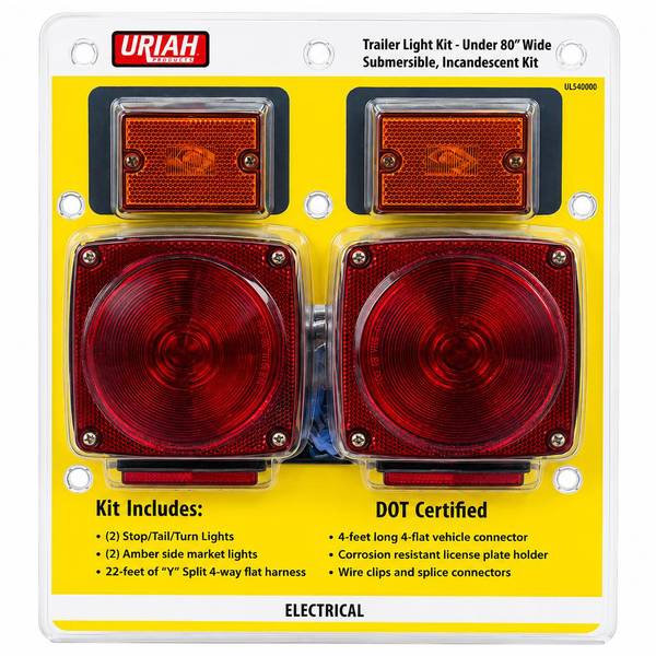 Uriah Products Trailer Light Kit Under 80 Wide with Light Harness Reflector