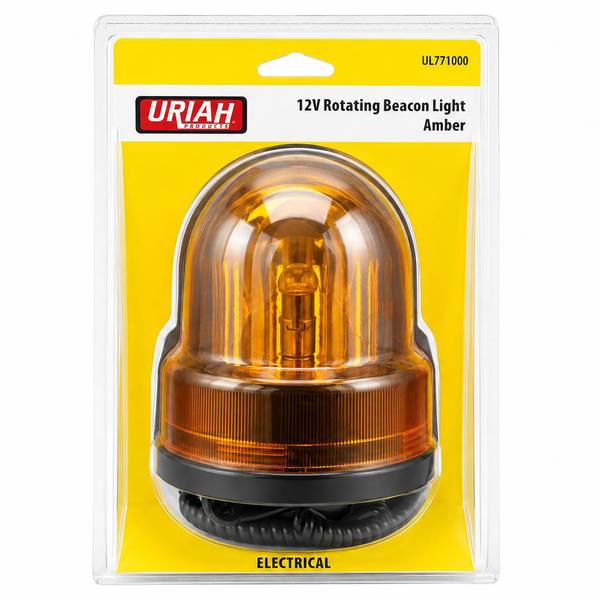 Uriah Products Rotating Beacon Amber 12Vdc 12' Cord Cigerette Adapter