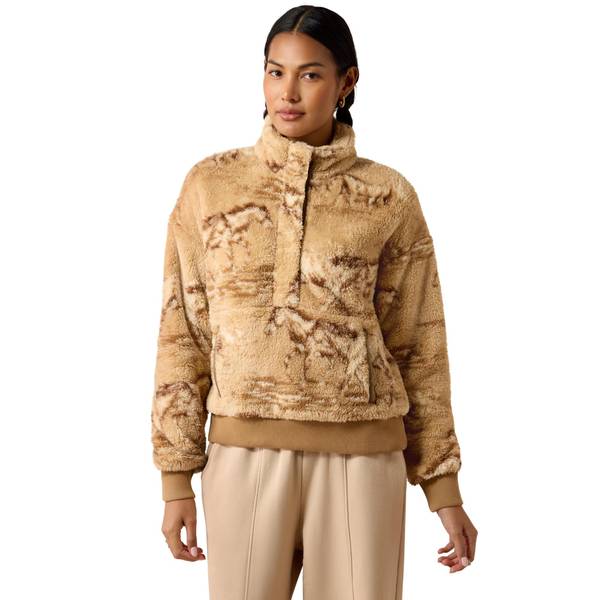 Women's Berber Sweatshirt in Wild Horses Print Recycled Polyester, Size: Medium by Ariat