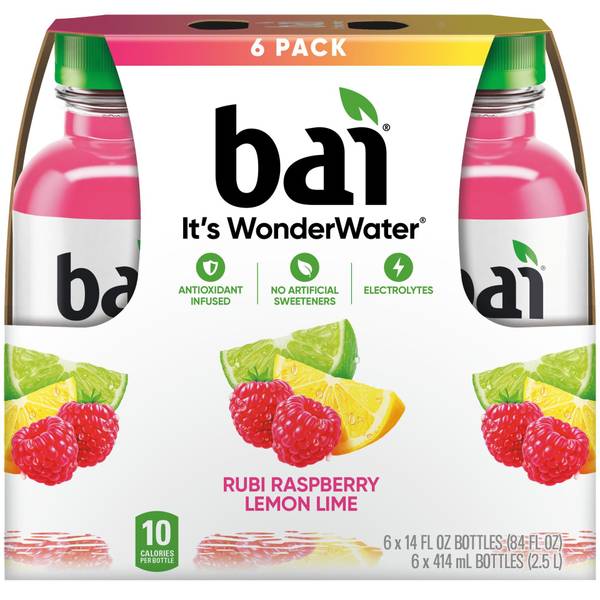 Bai 6-pack 14oz Rubi Raspberry Lemon Lime