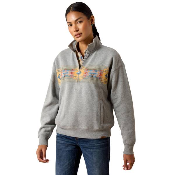 Women's Selena 1/2 Zip Sweatshirt in Heather Grey Cotton/Polyester, Size: Medium by Ariat