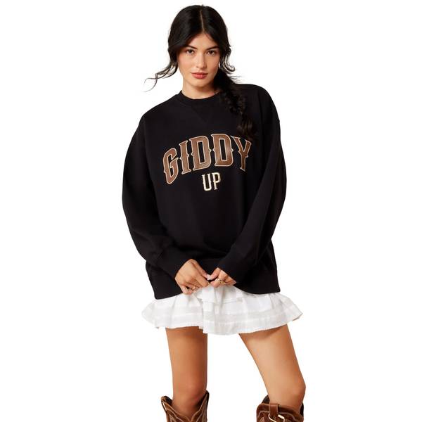 Women's Oversize Sweatshirt in Black Cotton, Size: Medium by Ariat