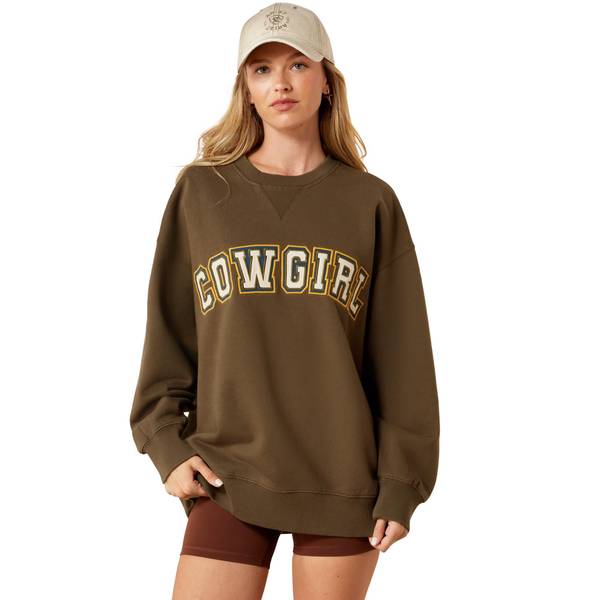 Women's Oversize Sweatshirt in Ivy Green Cotton, Size: Medium by Ariat