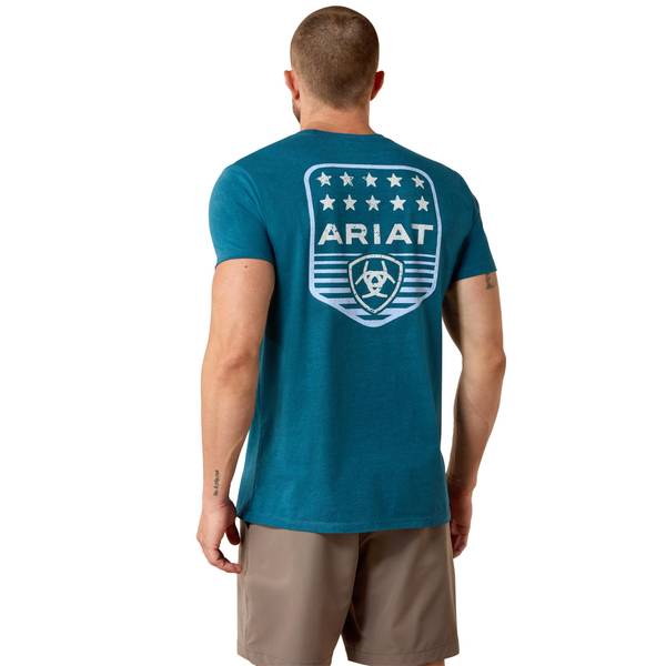 Photo of Men's Stripe Patriotic Badge Short Sleeve T-Shirt